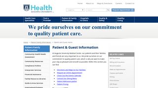 Patient and Visitor Information | Augusta University Health | Augusta, GA