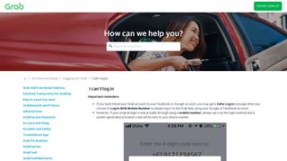 I can't log in - Passenger - Grab