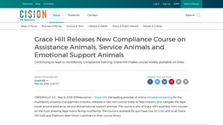 Grace Hill Releases New Compliance Course on Assistance Animals ...