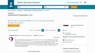 Graceland Properties, LLC | Complaints | Better Business Bureau ...