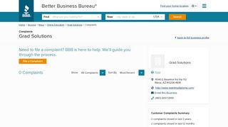 Grad Solutions | Complaints | Better Business Bureau® Profile