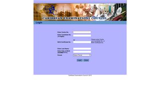Student Online Registration - Login - Caribbean Examinations Council