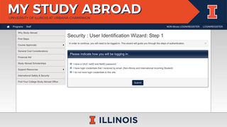 Security-User Identification Wizard: Step 1-Study Abroad Administration