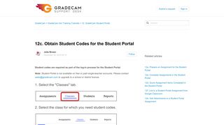 12c. Obtain Student Codes for the Student Portal – GradeCam