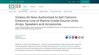 Vickers AV Now Authorized to Sell Clarion's Extensive Line of ...