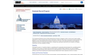 Graduate Recruit Program - Congressional Research Service (Library ...