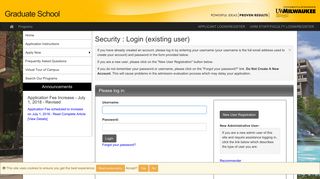 Security > Login (existing user) > UW-Milwaukee Graduate School