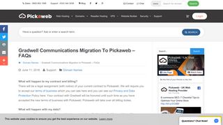 Gradwell Communications Migration to Pickaweb - FAQs - Pickaweb