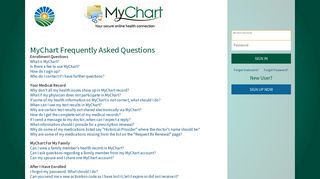FAQs - MyChart - Login Page