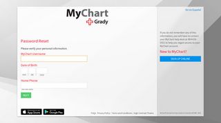 MyChart - Password Reset Page