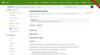 Grails Plugin: Authentication Plugin