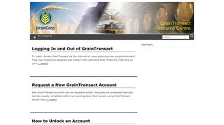 GrainTransact Resource Centre » Login / Account Admin Help