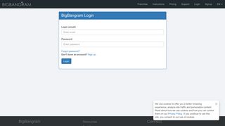 BigBangram - Smart SMM-tool for Instagram - Login page