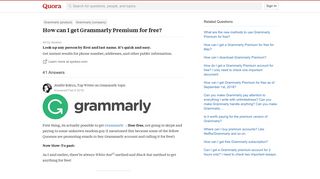 How to get Grammarly Premium for free - Quora