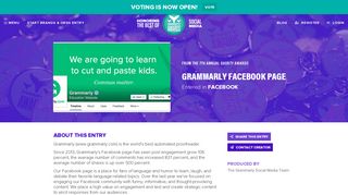 Grammarly Facebook Page - The Shorty Awards