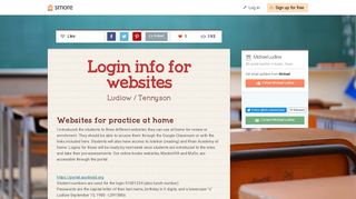 Login info for websites | Smore Newsletters for Education