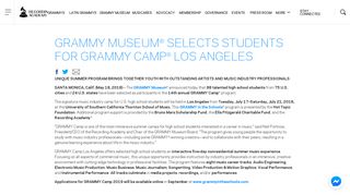 grammy museum ® selects students for grammy camp ® los angeles
