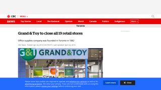 Grand & Toy to close all 19 retail stores | CBC News - CBC.ca