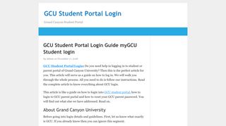 GCU Student Portal Login - Grand Canyon Student Portal