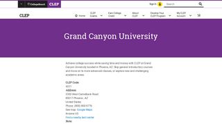 Grand Canyon University – CLEP – The College Board