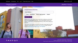 GCU Online Application Password Recovery