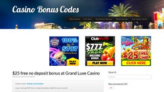 $25 free no deposit bonus at Grand Luxe Casino | Casino Bonus Codes