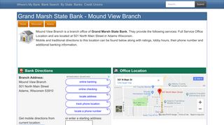 Grand Marsh State Bank in Adams Wisconsin - 501 North Main Street ...