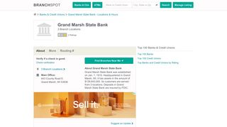 Grand Marsh State Bank - 3 Locations, Hours, Phone Numbers …