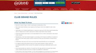 Club Grand Players Club Rules | Grand SIerra Resort