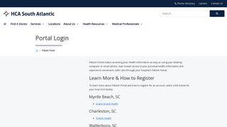 Portal Login | HCA South Atlantic Division | Charleston, SC