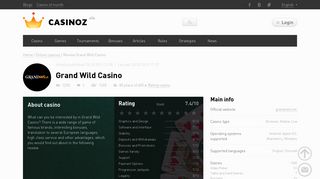 Review online Grand Wild Casino, player reviews at Casinoz