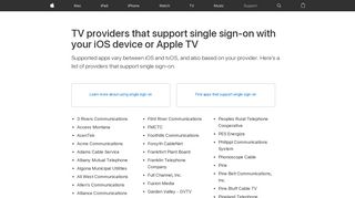 TV providers that support single sign-on with your iOS device or Apple ...