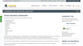 Grande Communications Username & Password Login Help