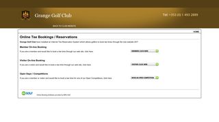 Online Golf Tee Time Booking System, Grange Golf Club, Ireland