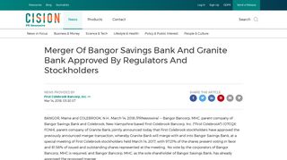 Merger Of Bangor Savings Bank And Granite Bank Approved By ...