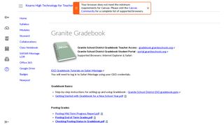 Granite Gradebook: Kearns High Technology for Teachers - Canvas