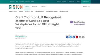Grant Thornton LLP Recognized as one of Canada's Best Workplaces ...