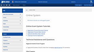 Arts: Online System - IN.gov