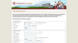 Grassroots Connect. Volunteer Registration