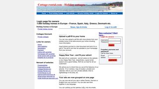 Login page for owners on Cottage-rental.com - the website for private ...
