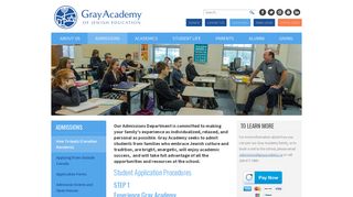 Gray Academy of Jewish Education: How To Apply (Canadian ...