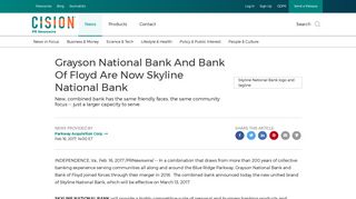 Grayson National Bank And Bank Of Floyd Are Now Skyline National ...