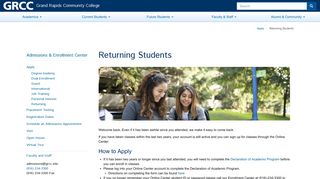 Returning Students | Grand Rapids Community College