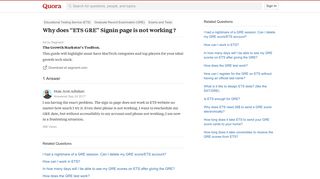 Why does “ETS GRE” Signin page is not working ? - Quora