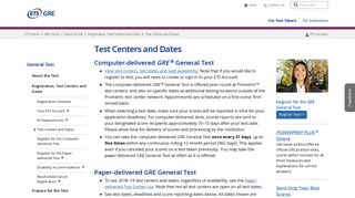 GRE General Test Centers and Dates (For Test Takers) - ETS.org