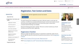 GRE General Test Registration, Test Centers and Dates (For Test ...