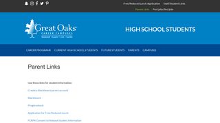 Parent Links - High School Students - Great Oaks