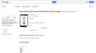 Great Stories Of Famous And Not So Famous People: And Some ... - Google Books Result