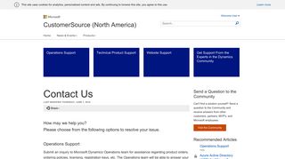 Contact Us - Microsoft Dynamics CustomerSource