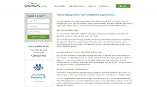 Short-Term Installment Loans | Great Plains Lending